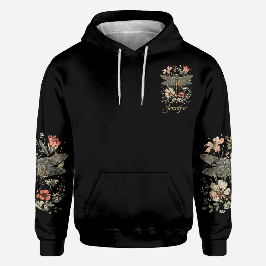 Libellule et fleurs - T-shirt personnalisé à motif libellule.