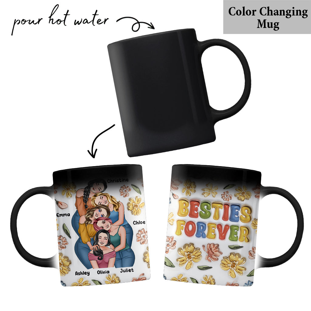 Besties Forever Floral Style - Personalized Bestie Mug