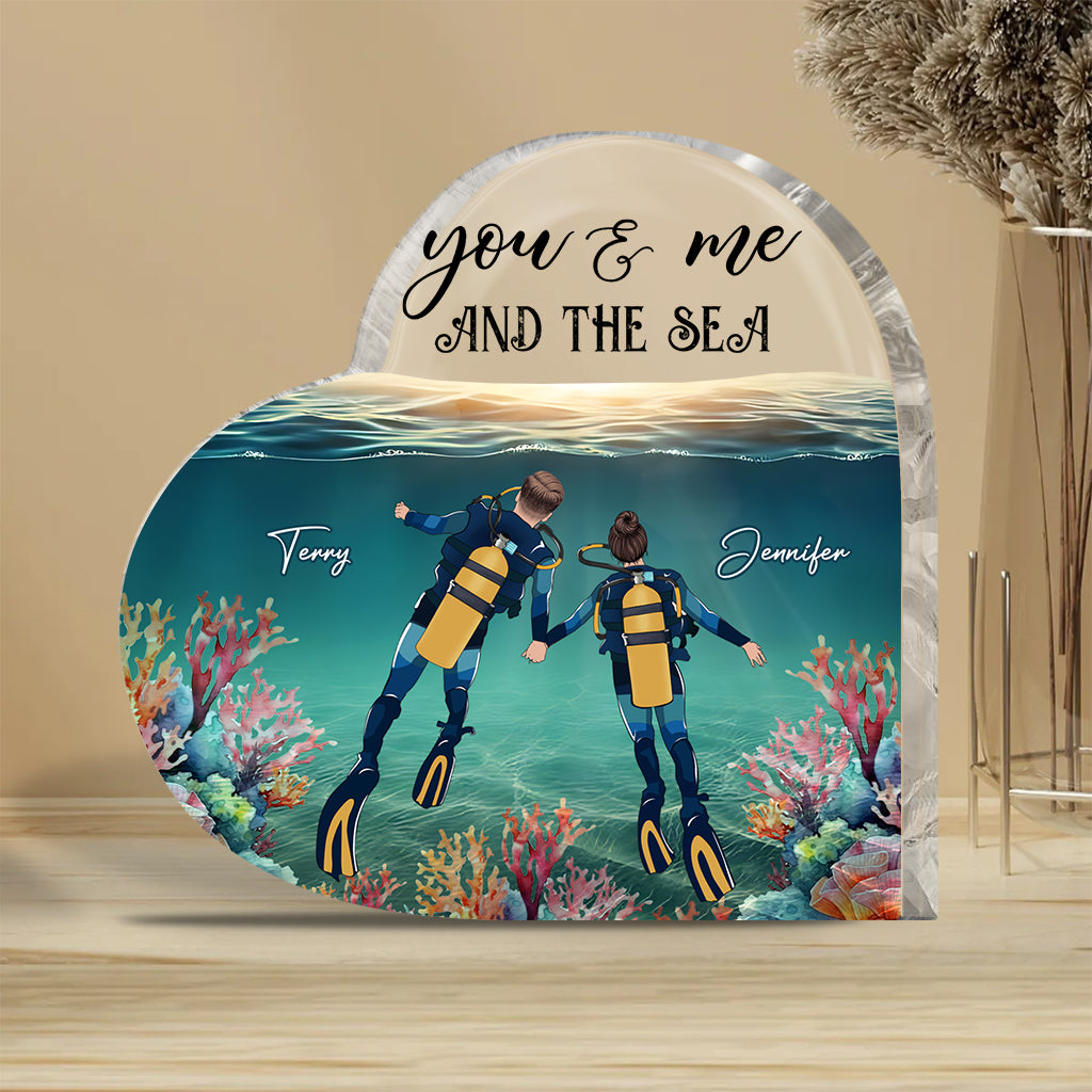 You And Me And The Sea - Personalized Scuba Diving Custom Shaped Acrylic Plaque