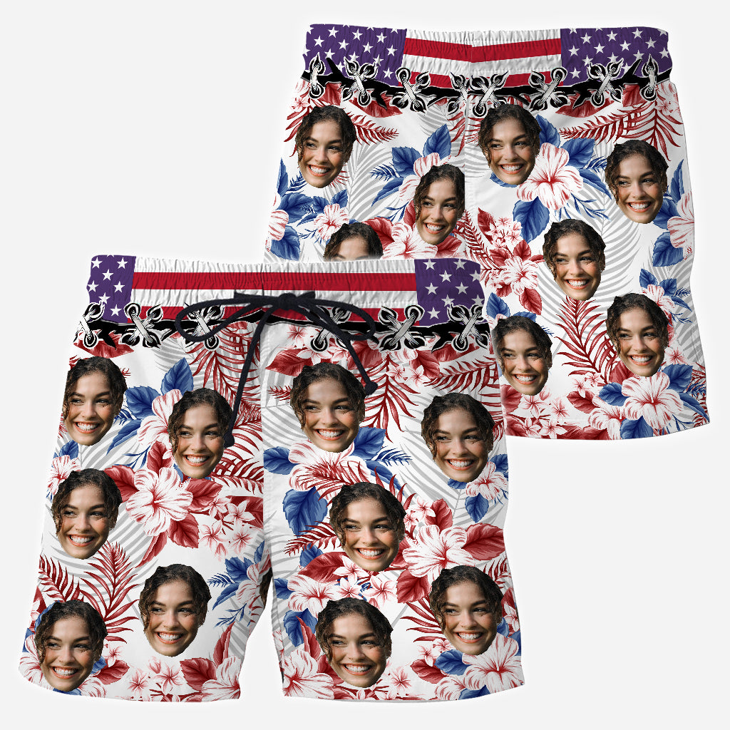Face Customized Tropical Flag - Personalized Couple Men Shorts and Women Shorts