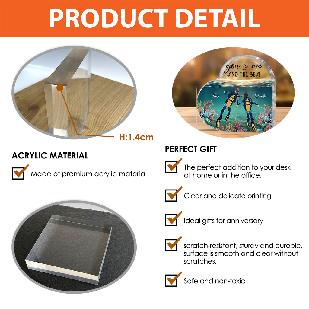 You And Me And The Sea - Personalized Scuba Diving Custom Shaped Acrylic Plaque