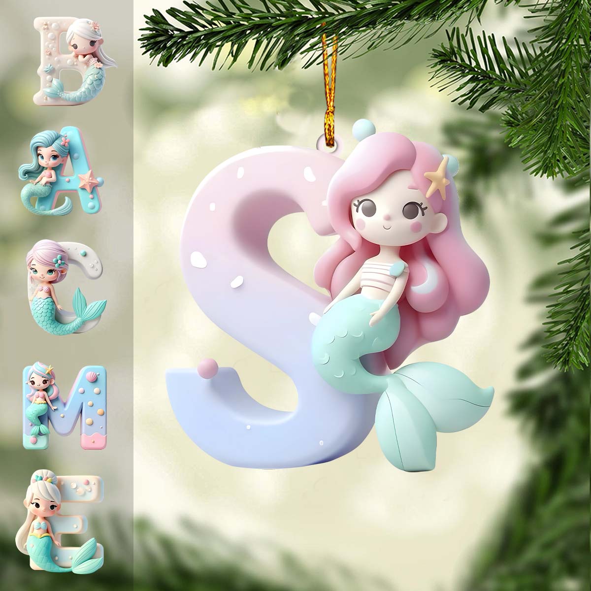Little Mermaid Letter - Personalized Kid Ornament