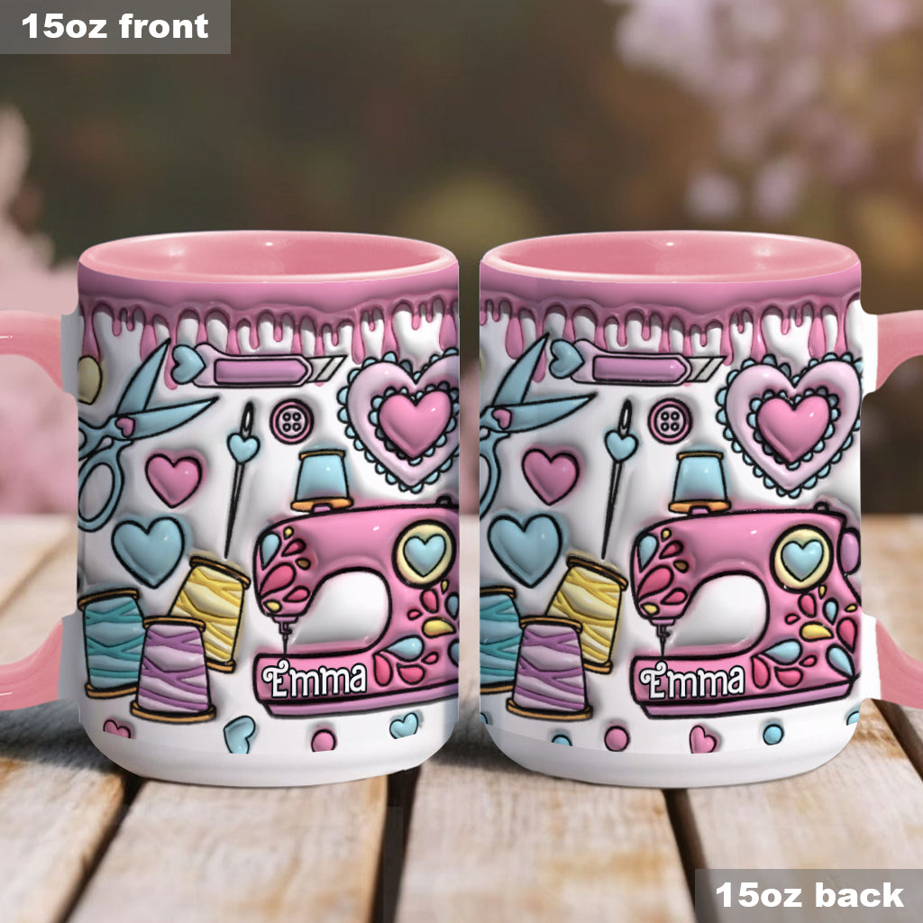 Mug rose personnalisé pour les passionnées de couture - Thème couture