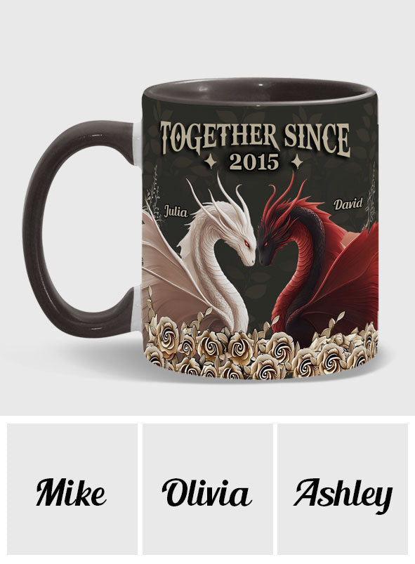 Mug personnalisé « De notre premier baiser » avec motif dragon