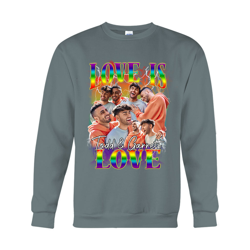 Love Is Love Bootleg Rainbow – Personalisiertes LGBT-Unterstützungs-T-Shirt und Hoodie