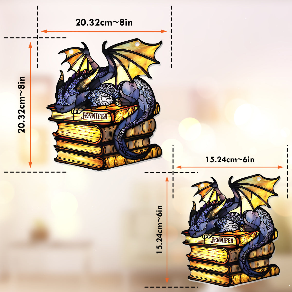 I'm Not A Book Worm I'm A Book Dragon - Personalized Book Window Hanging Suncatcher Ornament