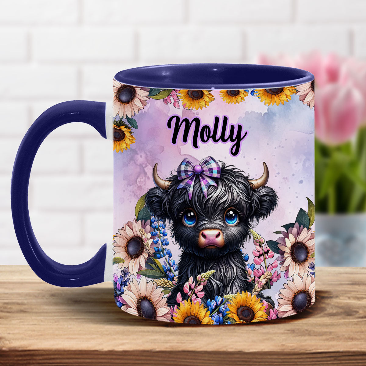 Cute Little Highland Cow - Personalized Accent Mug