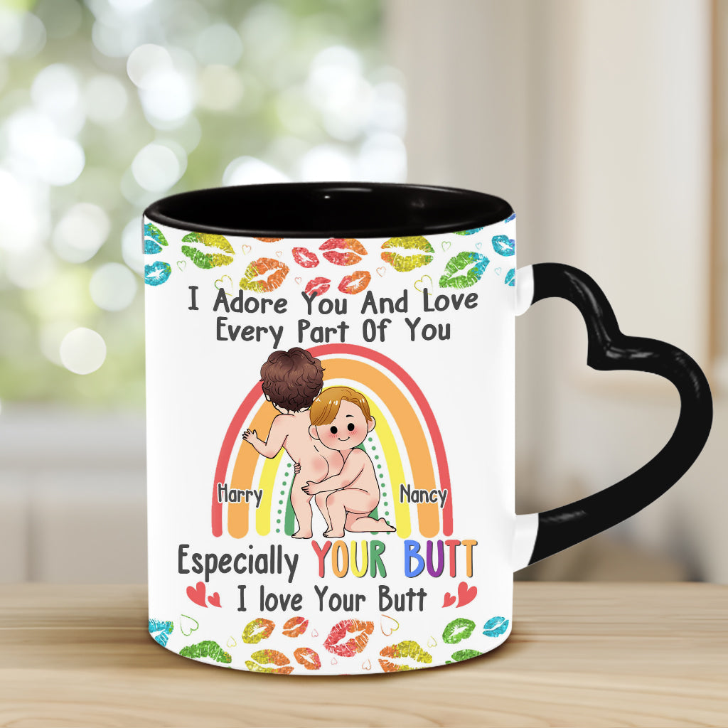I Adore You And Love Every Part Of You - Personalized LGBT Support Heart Handle Mug