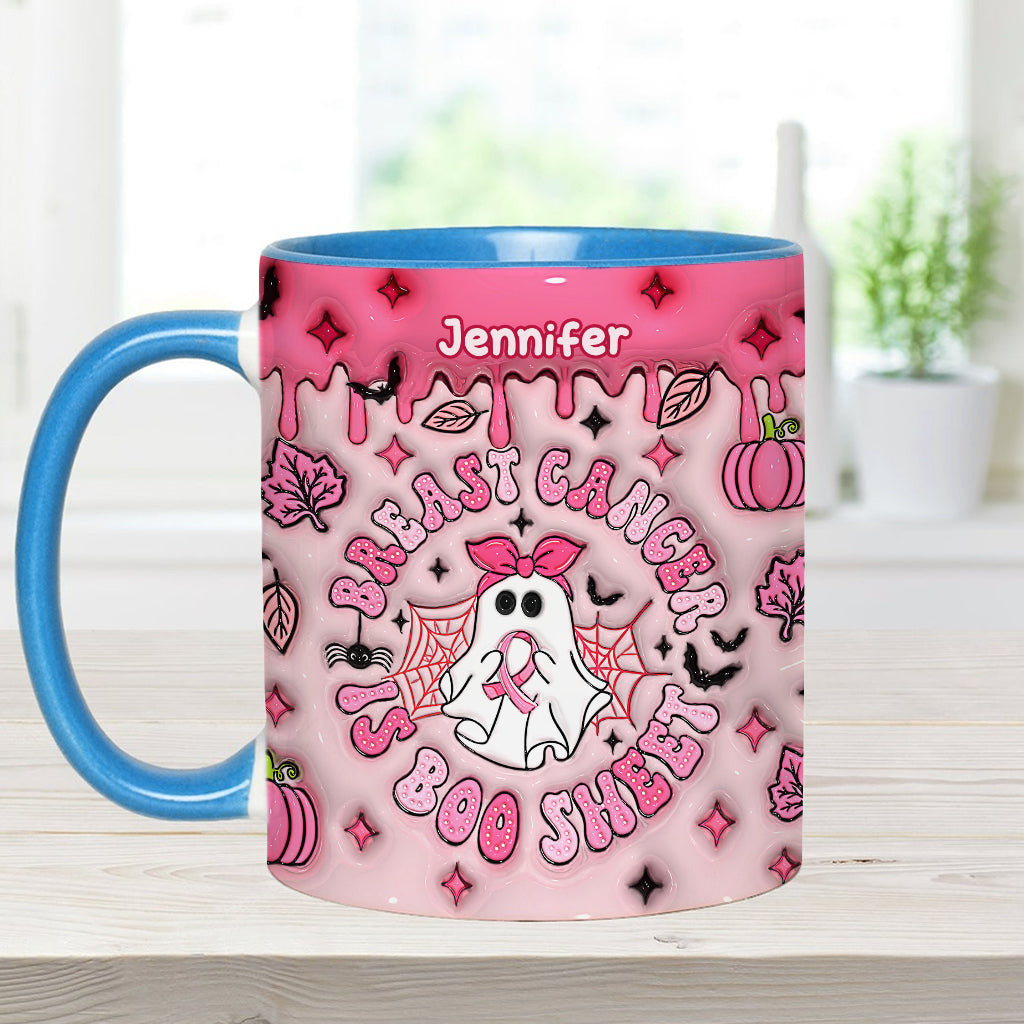 Breast Cancer Is Boo Sheet - Personalized Breast Cancer Awareness Accent Mug