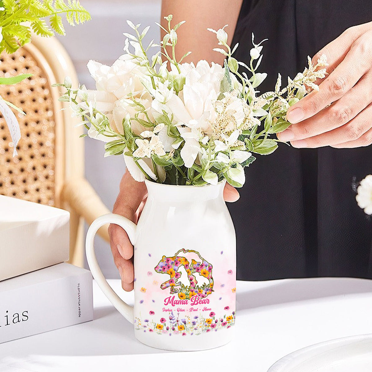 Mama Bear - Personalized Mother Ceramic Flower Vase