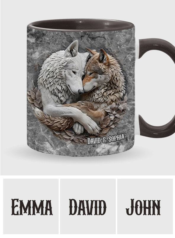 Wolfspaar – Personalisierte Tasse mit Wolfsmotiv