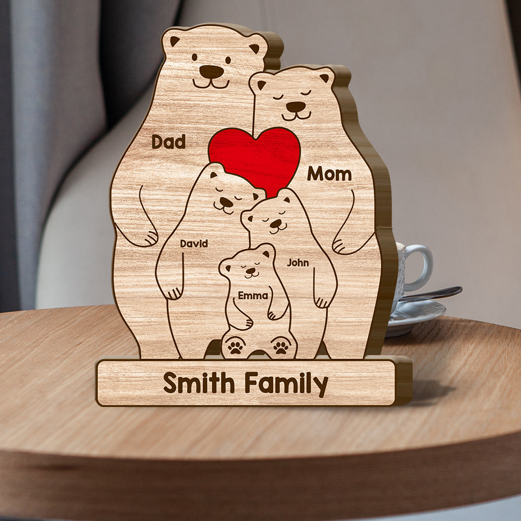 Bear Family - Personalized Family Shaped Wooden Puzzle