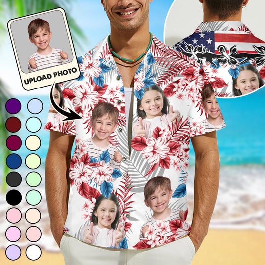 Upload Photo 4th Of July Shirt - Personalized Father Hawaiian Shirt