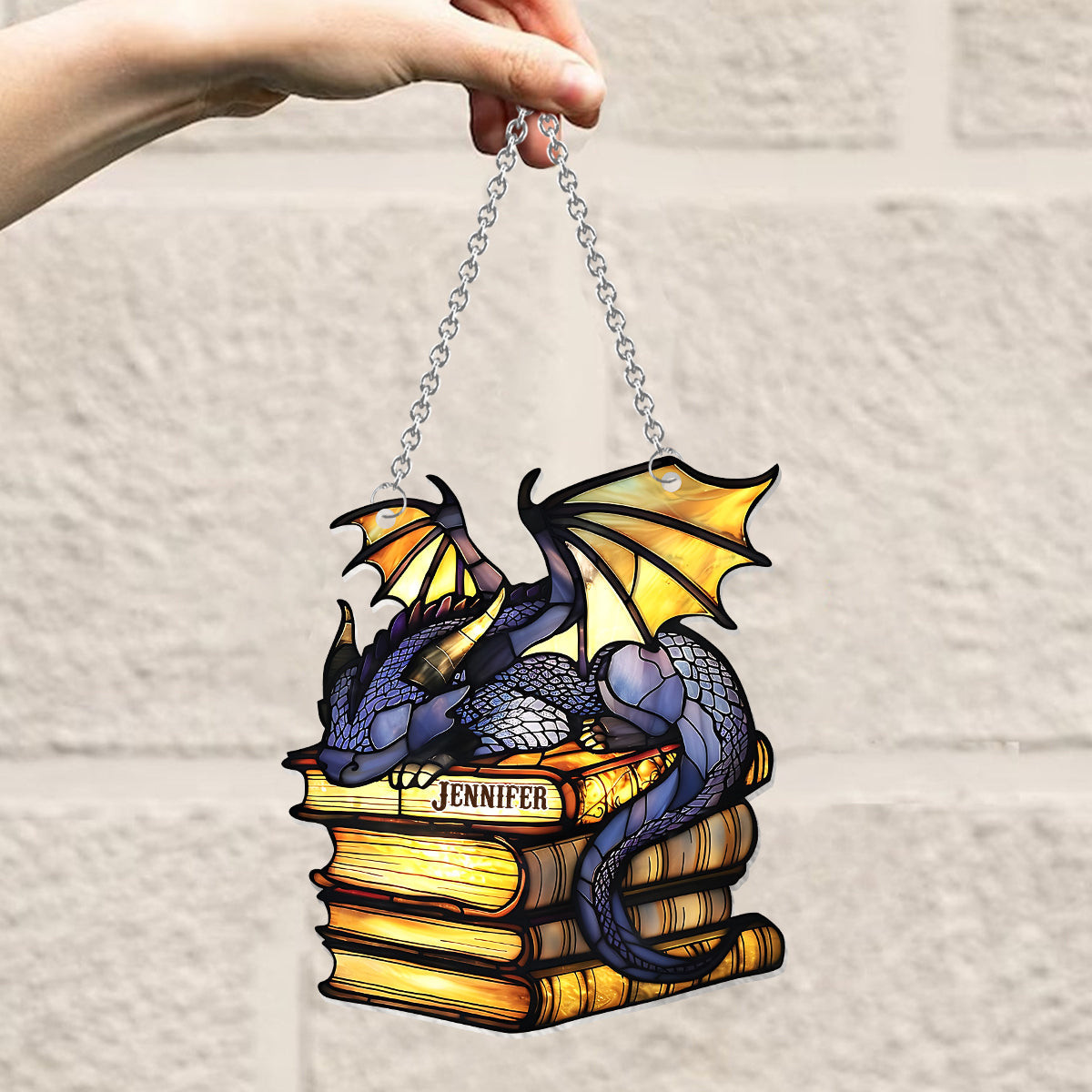 I'm Not A Book Worm I'm A Book Dragon - Personalized Book Window Hanging Suncatcher Ornament