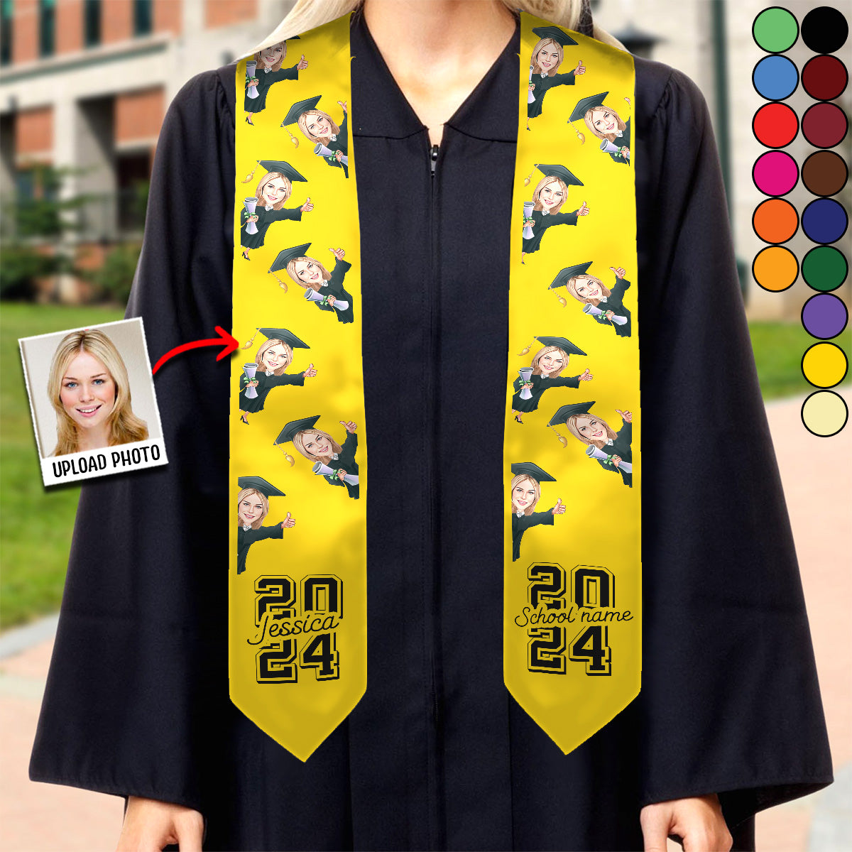 Caricature Funny Character - Personalized Graduation Graduation Stole