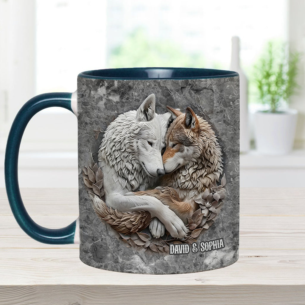 Wolfspaar – Personalisierte Tasse mit Wolfsmotiv