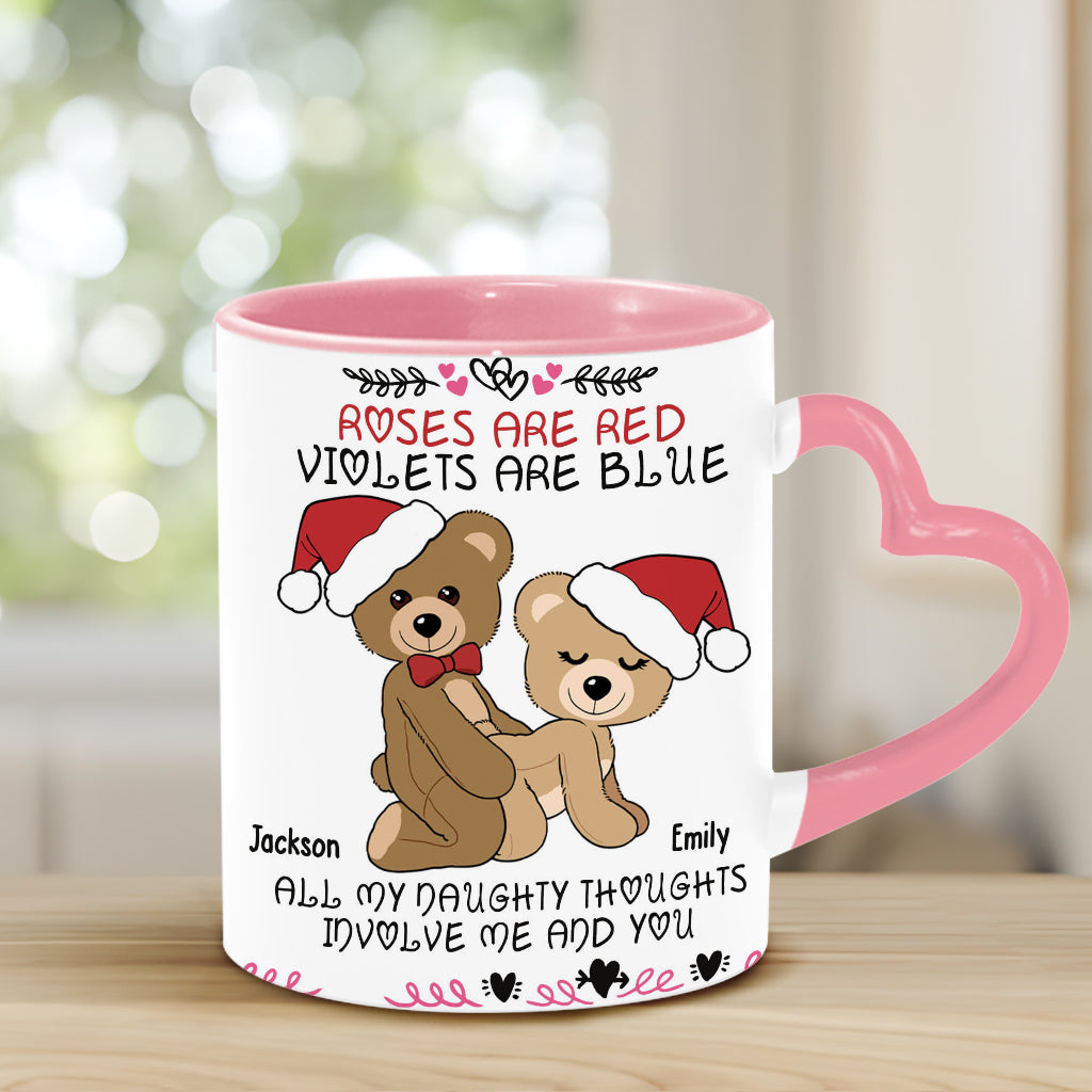 Roses Are Red - Personalized Couple Heart Handle Mug