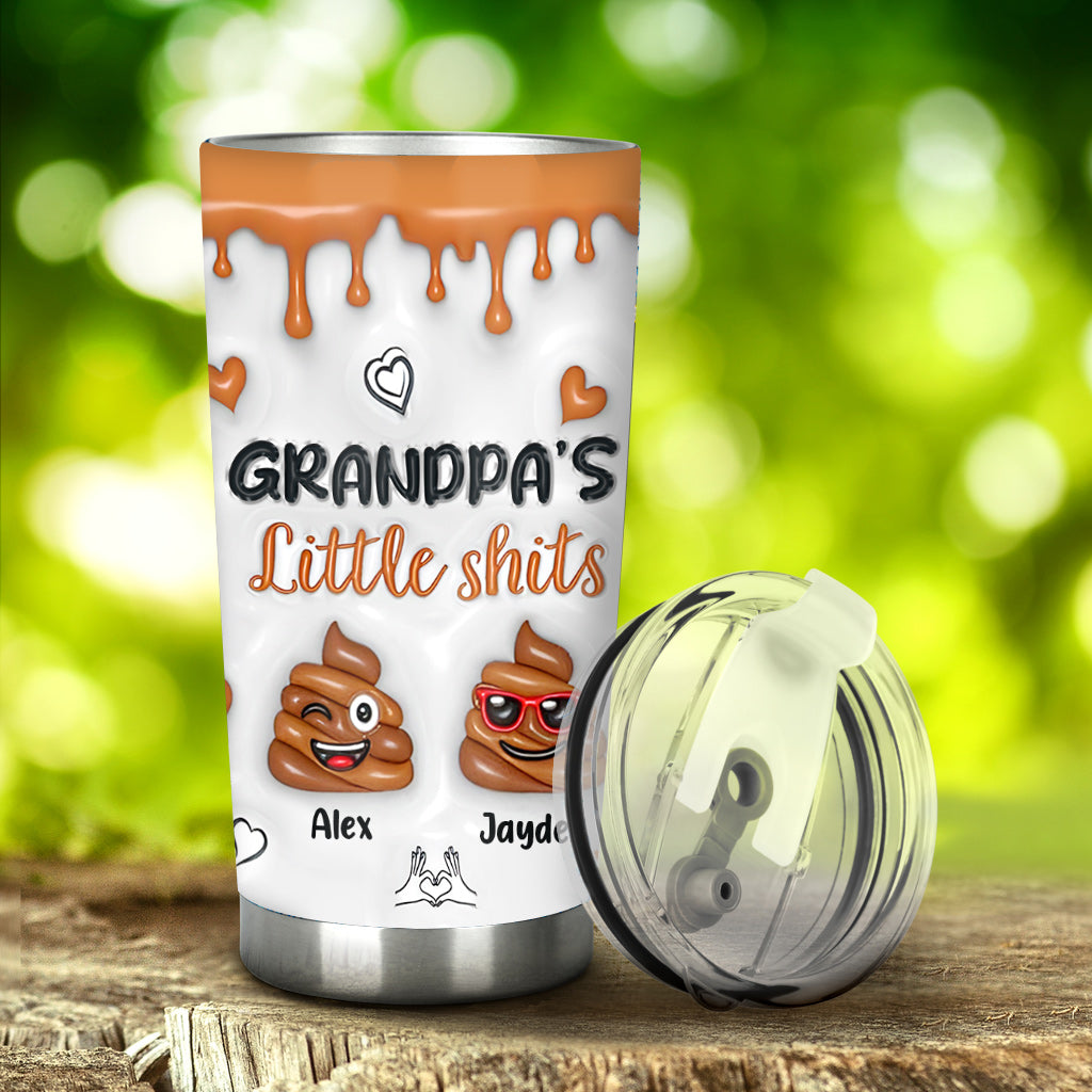 Grandpa's Little Shit - Personalized Grandpa Tumbler