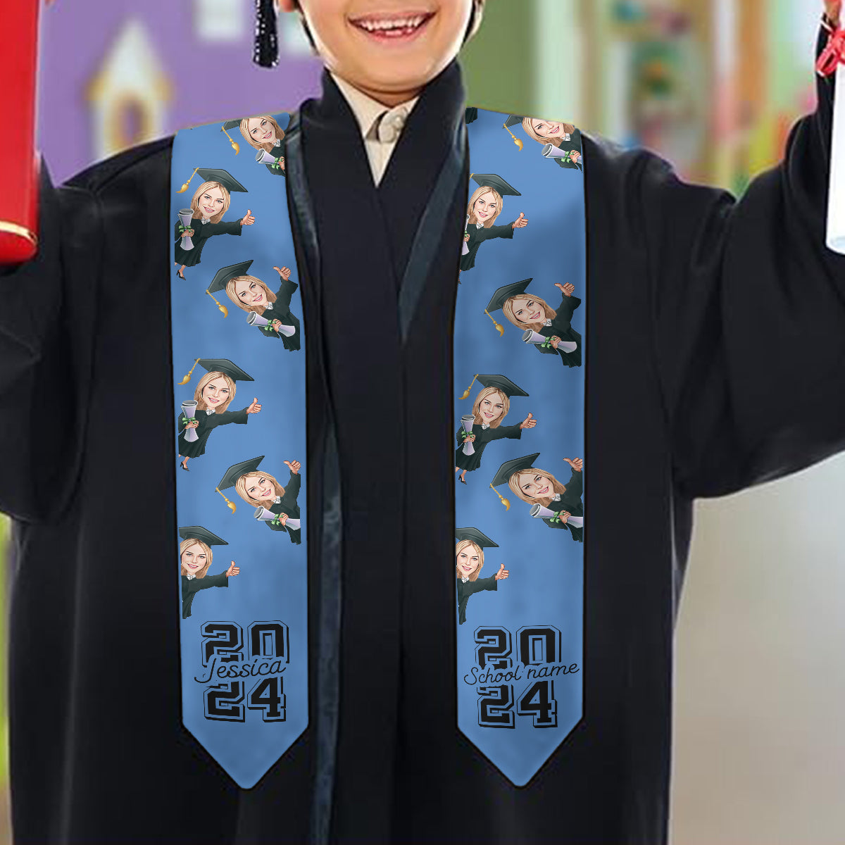 Caricature Funny Character - Personalized Graduation Graduation Stole