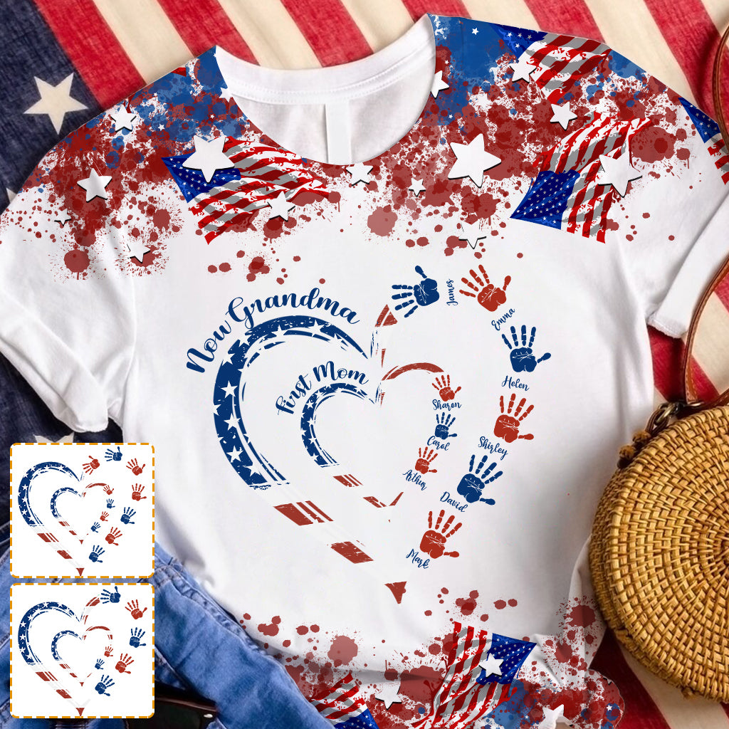 Première maman, maintenant grand-père - T-shirt personnalisé « Mamie »