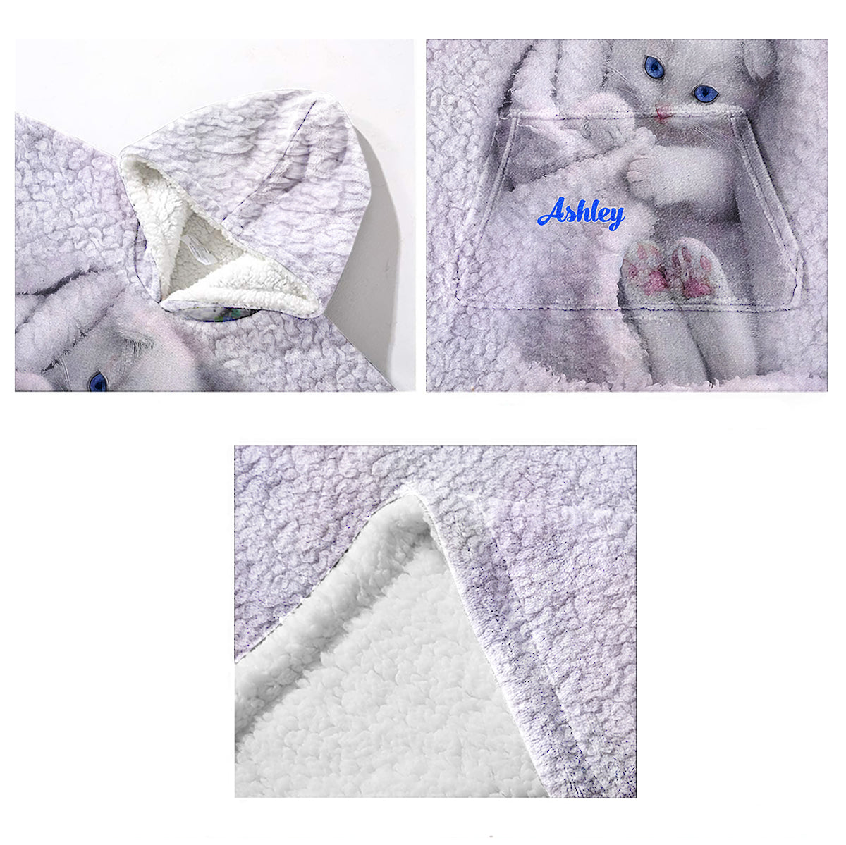 Happy Kitty - Personalized Cat Blanket Hoodie
