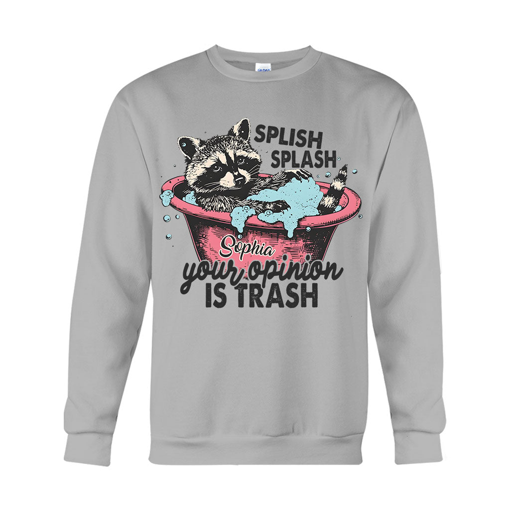 Splash Splash Deine Meinung ist Müll - Personalisiertes Waschbär-T-Shirt und Hoodie