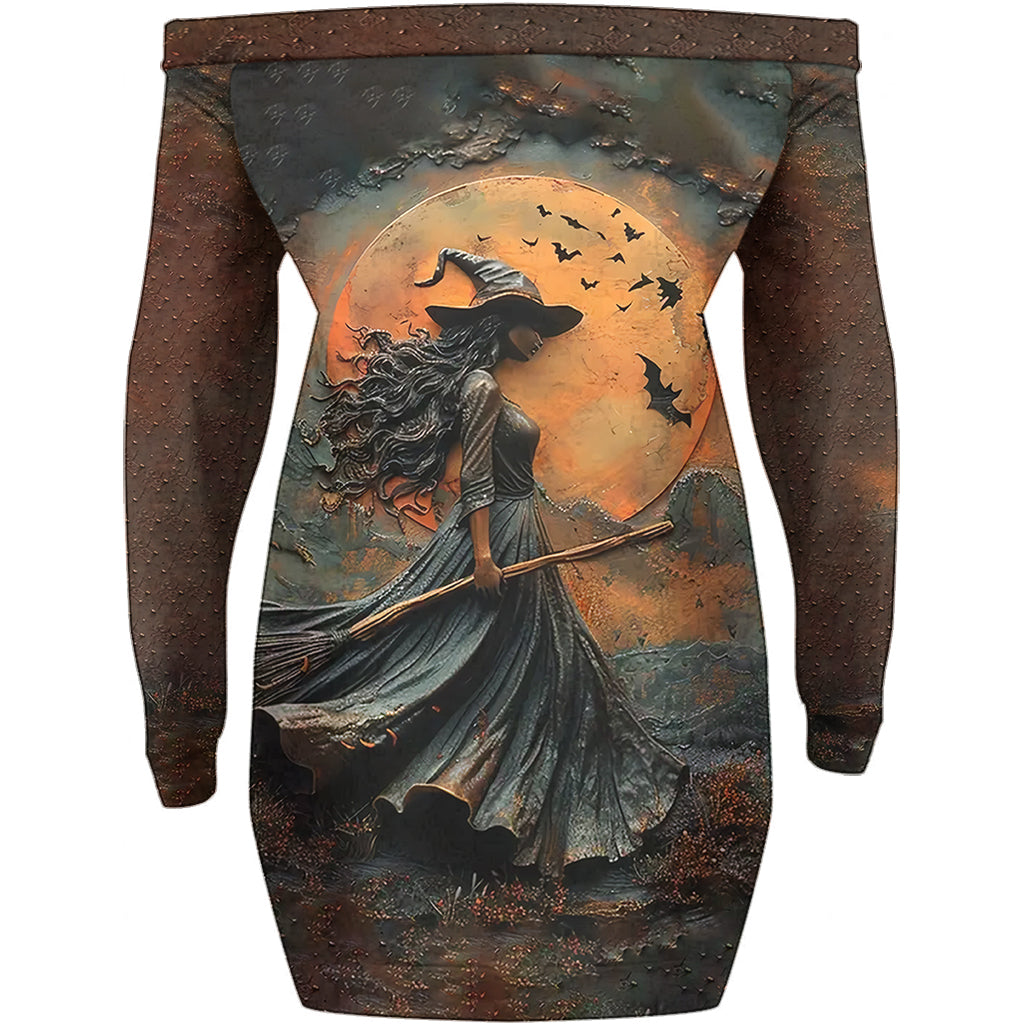 Beautiful Witch - Personalized Witch Off Shoulder Long Sleeve Dress