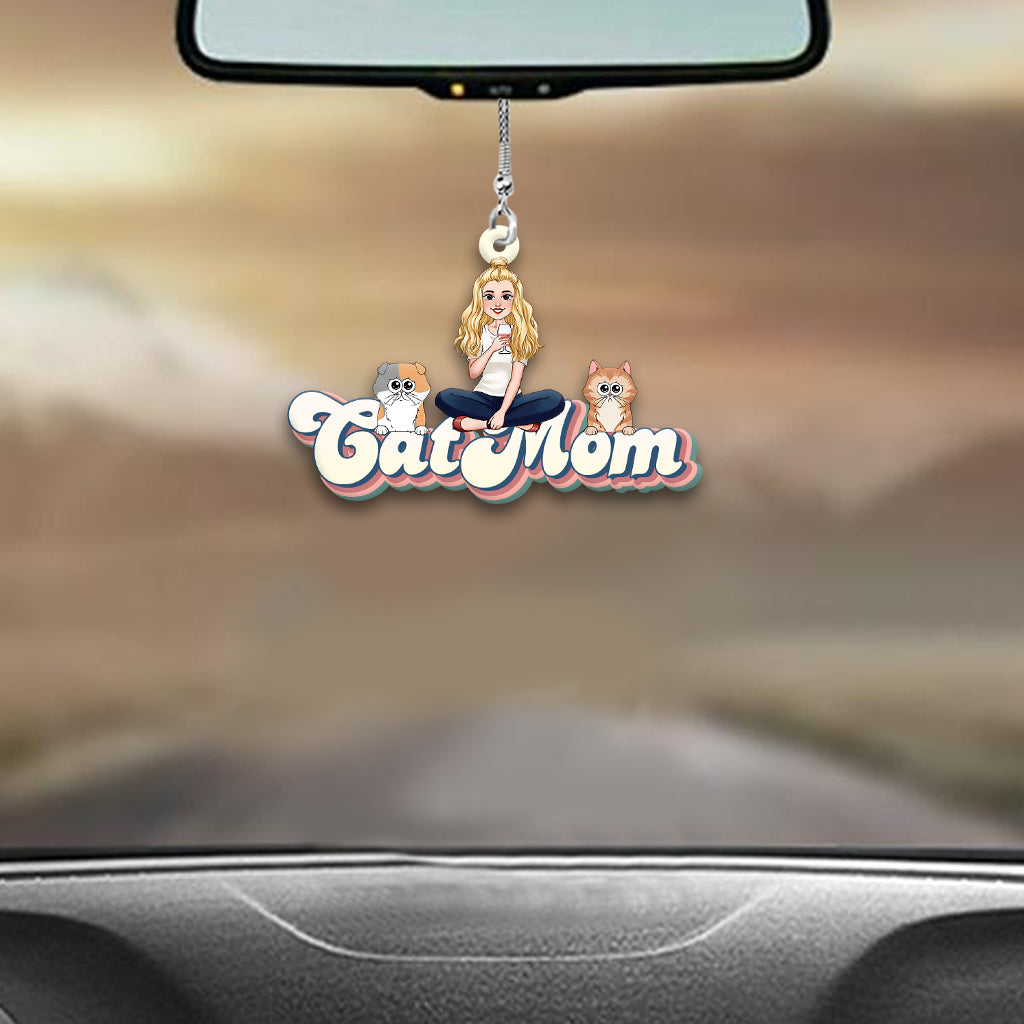 Cat Mom Dog Mom Cat Dad Dog Dad Pet Lover - Personalized Cat Car Ornament