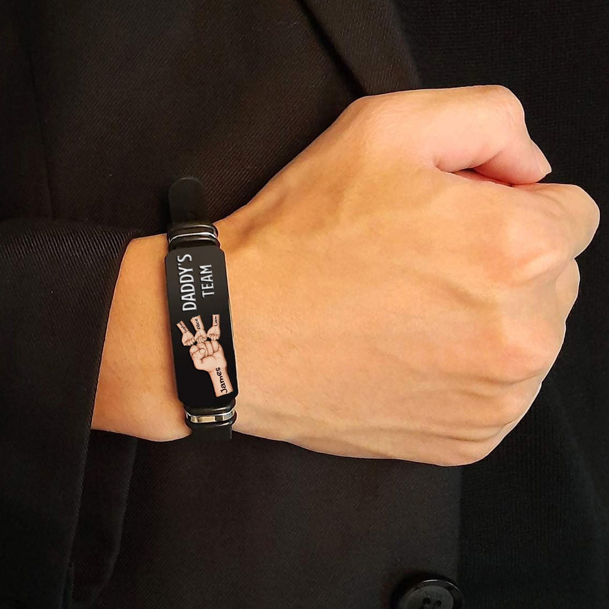 Daddy's Team - Personalized Father Engraved Bracelet