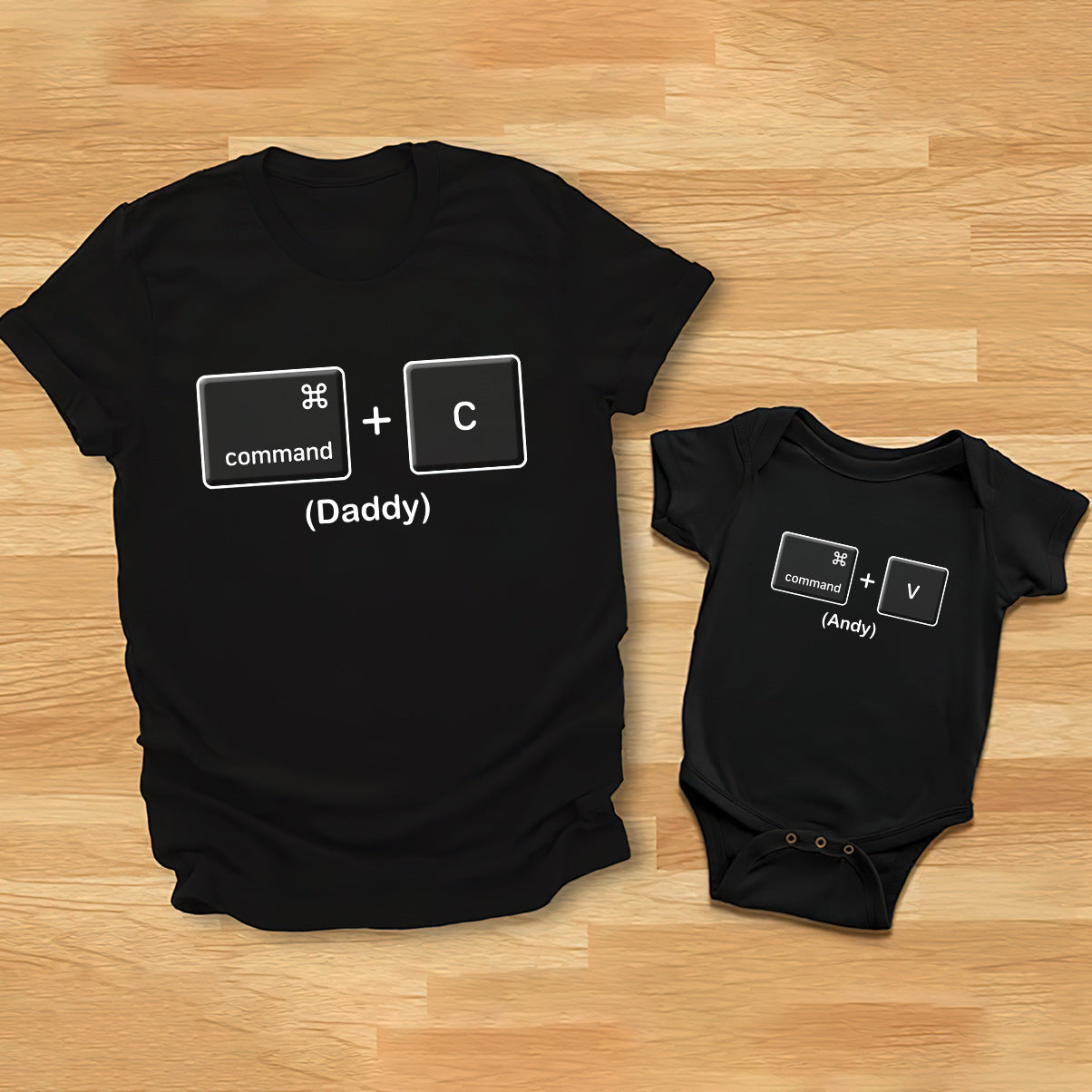 Copy Paste Like Father Like Son Daughter Funny - Personalized Father T-shirt And Baby Onesie