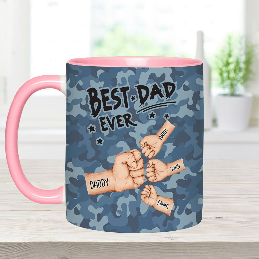 Best Dad Ever Camo Pattern Fist Bump - Personalized Father Accent Mug