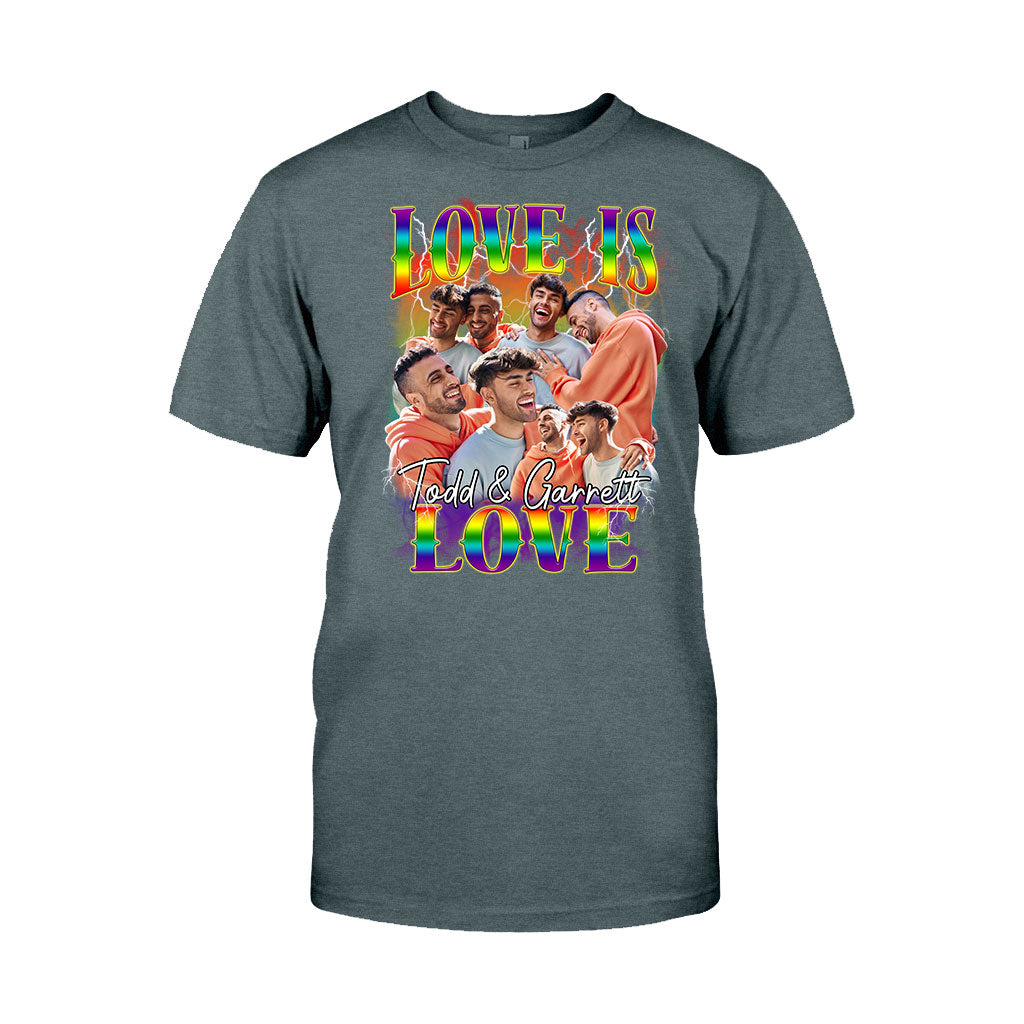 Love Is Love Bootleg Rainbow – Personalisiertes LGBT-Unterstützungs-T-Shirt und Hoodie