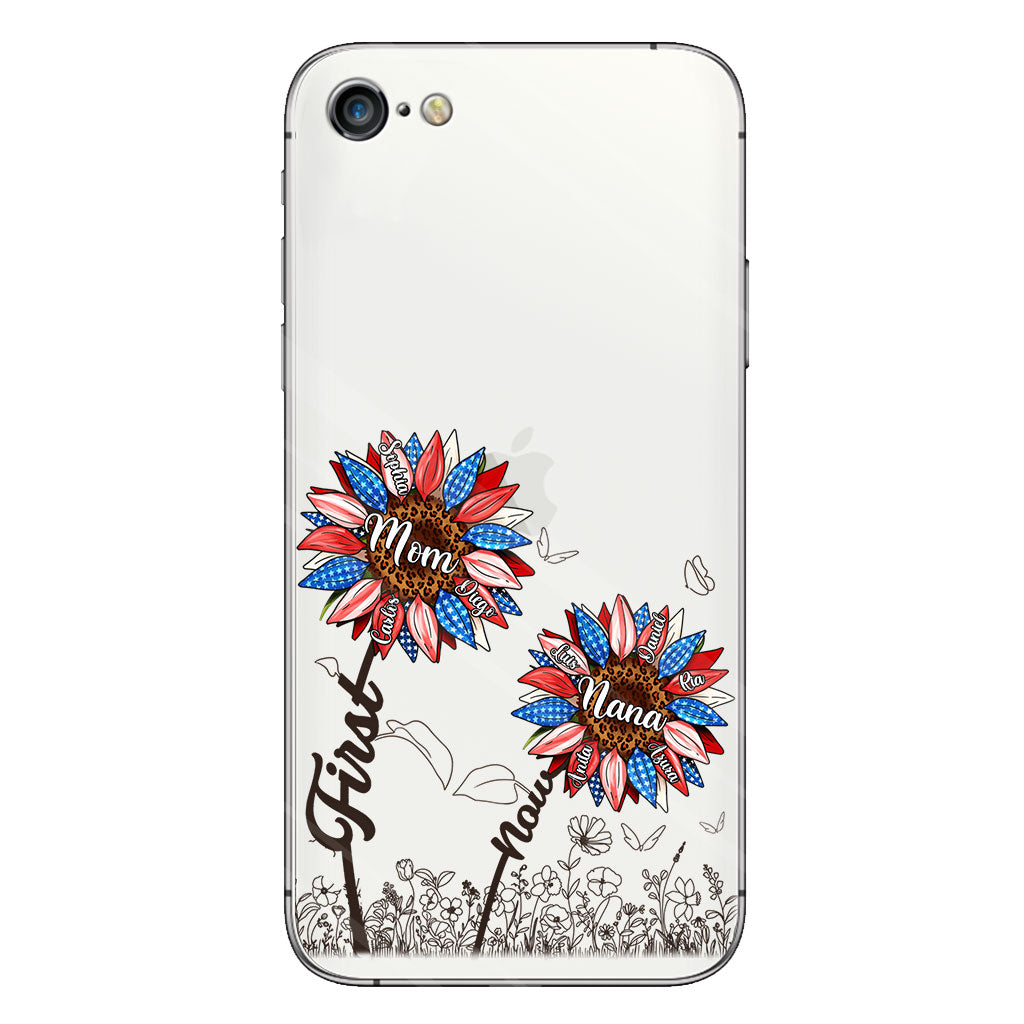First Mom Now Grandma Sunflower Version - Personalized Grandma Clear Phone Case