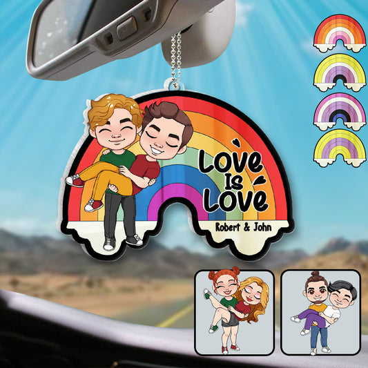 Love Is Love - Personalized LGBT Support Transparent Car Ornament