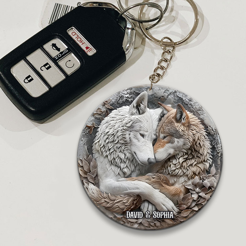Wolf Couple - Personalized Wolf Keychain
