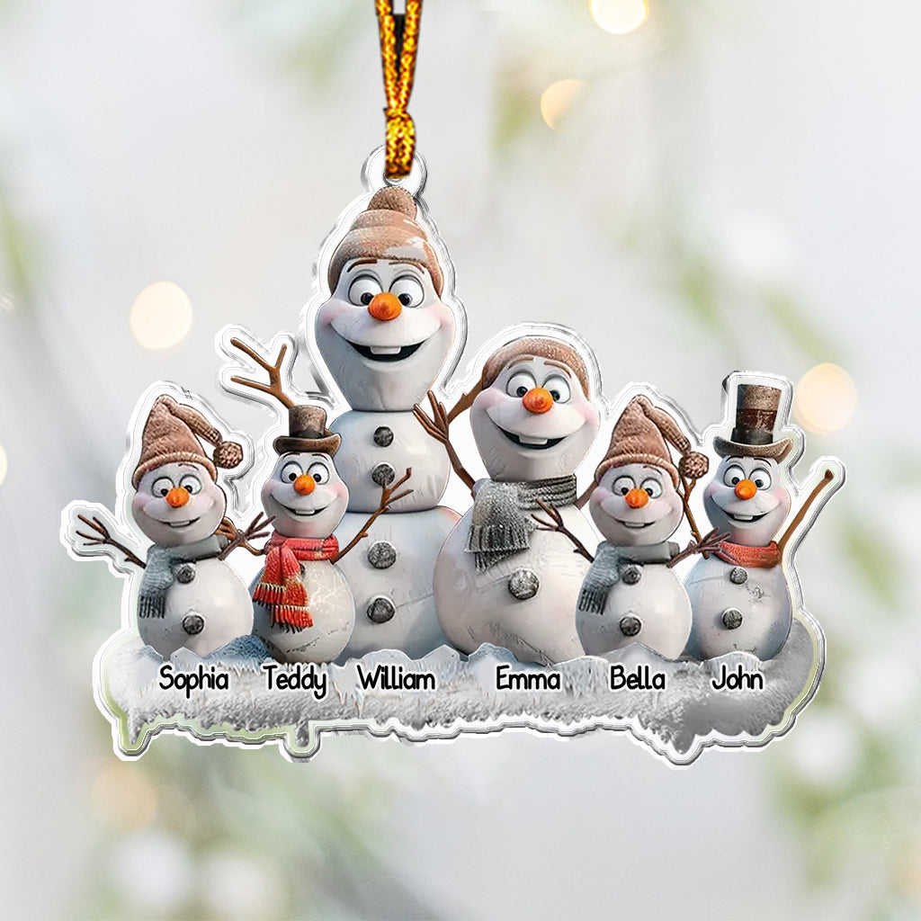Snowman Family - Personalized Family Custom Shaped Ornament