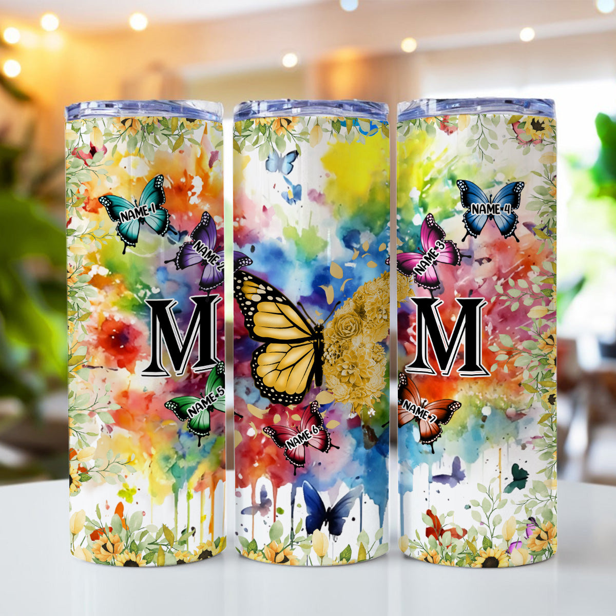 Mom - Butterfly Version - Personalized Mother Skinny Tumbler