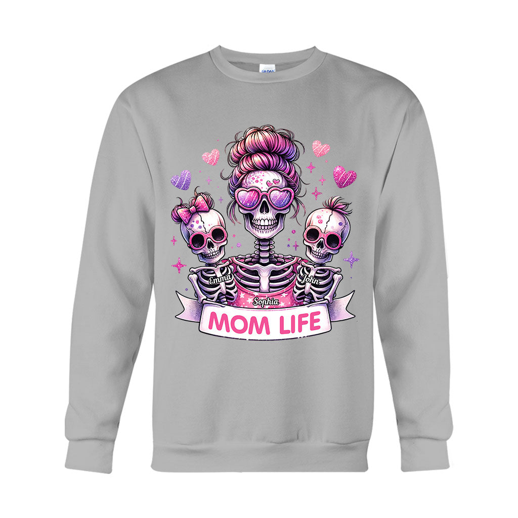 Mama-Leben – Personalisiertes Totenkopf-T-Shirt und Hoodie