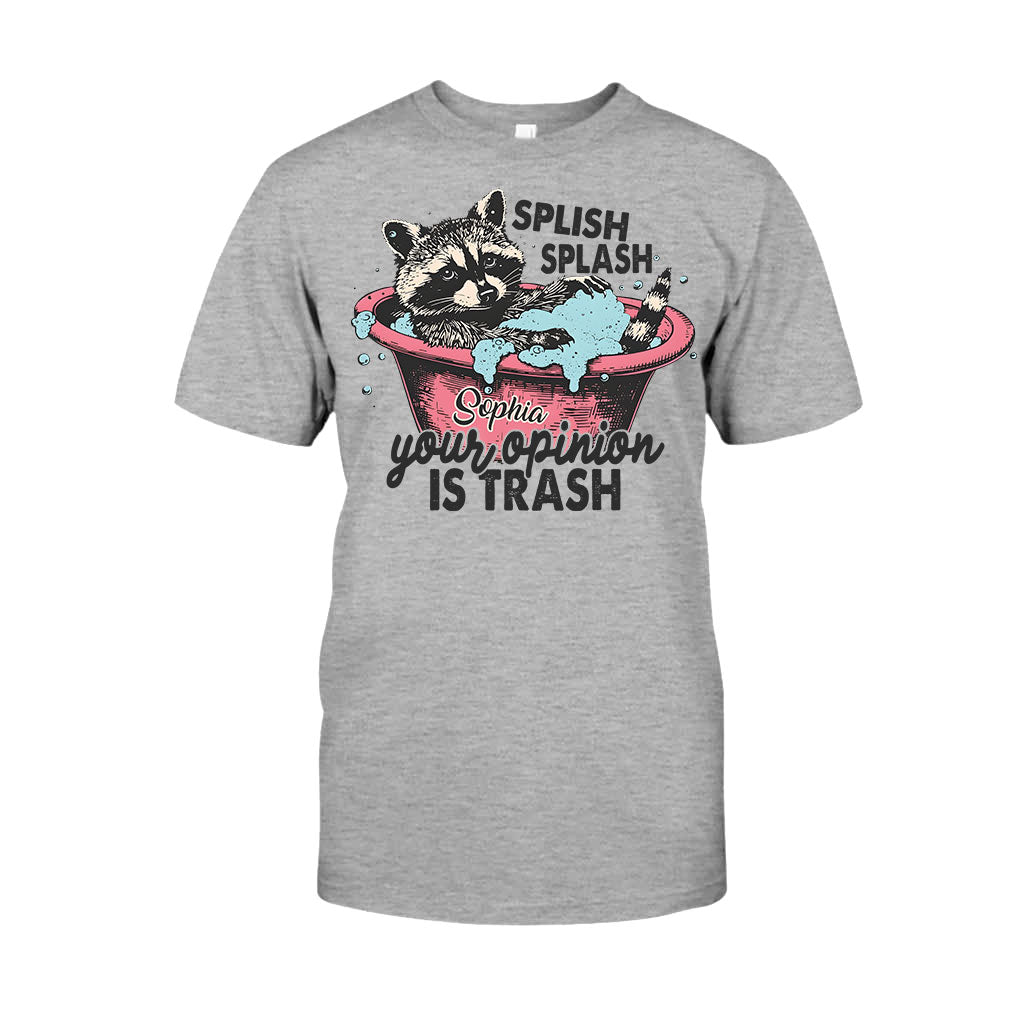 Splash Splash Deine Meinung ist Müll - Personalisiertes Waschbär-T-Shirt und Hoodie