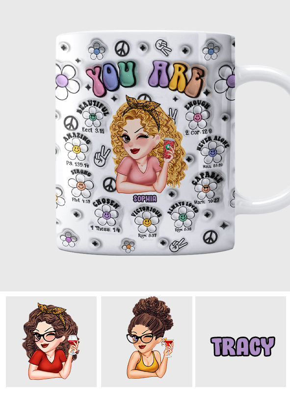 You Are Beautiful Strong Victorious Enough - Personalized Hippie Mug