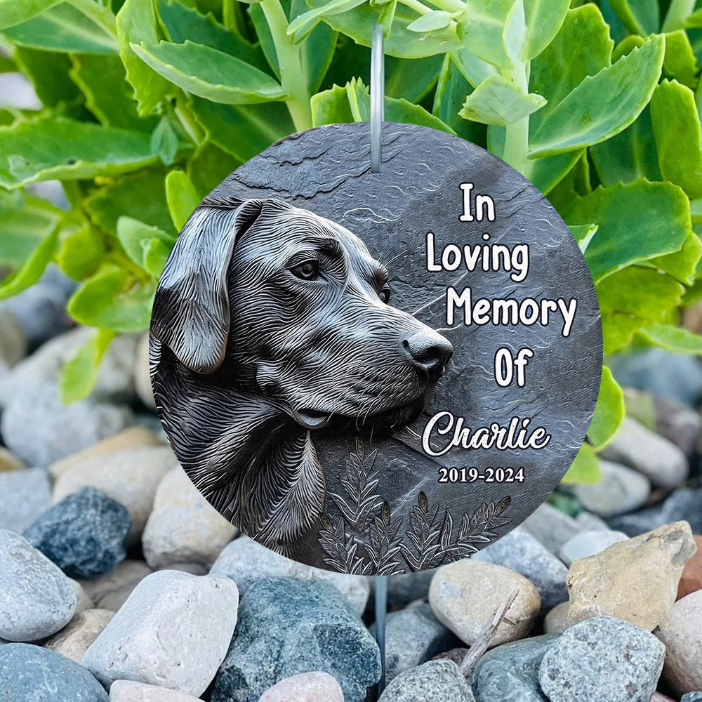 In Our Loving Memory - Personalized Dog Round Hanging Garden Slate