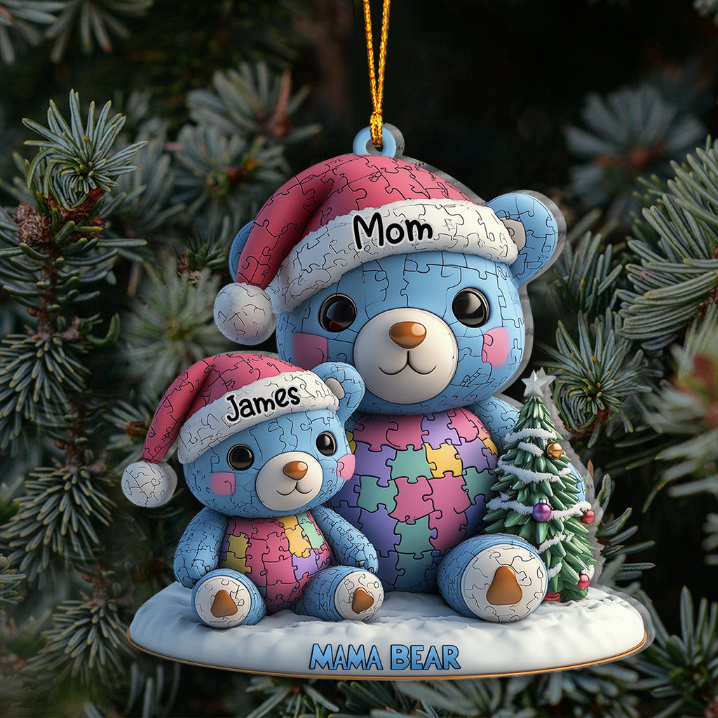 Mama Bear Christmas - Personalized Autism Awareness Ornament