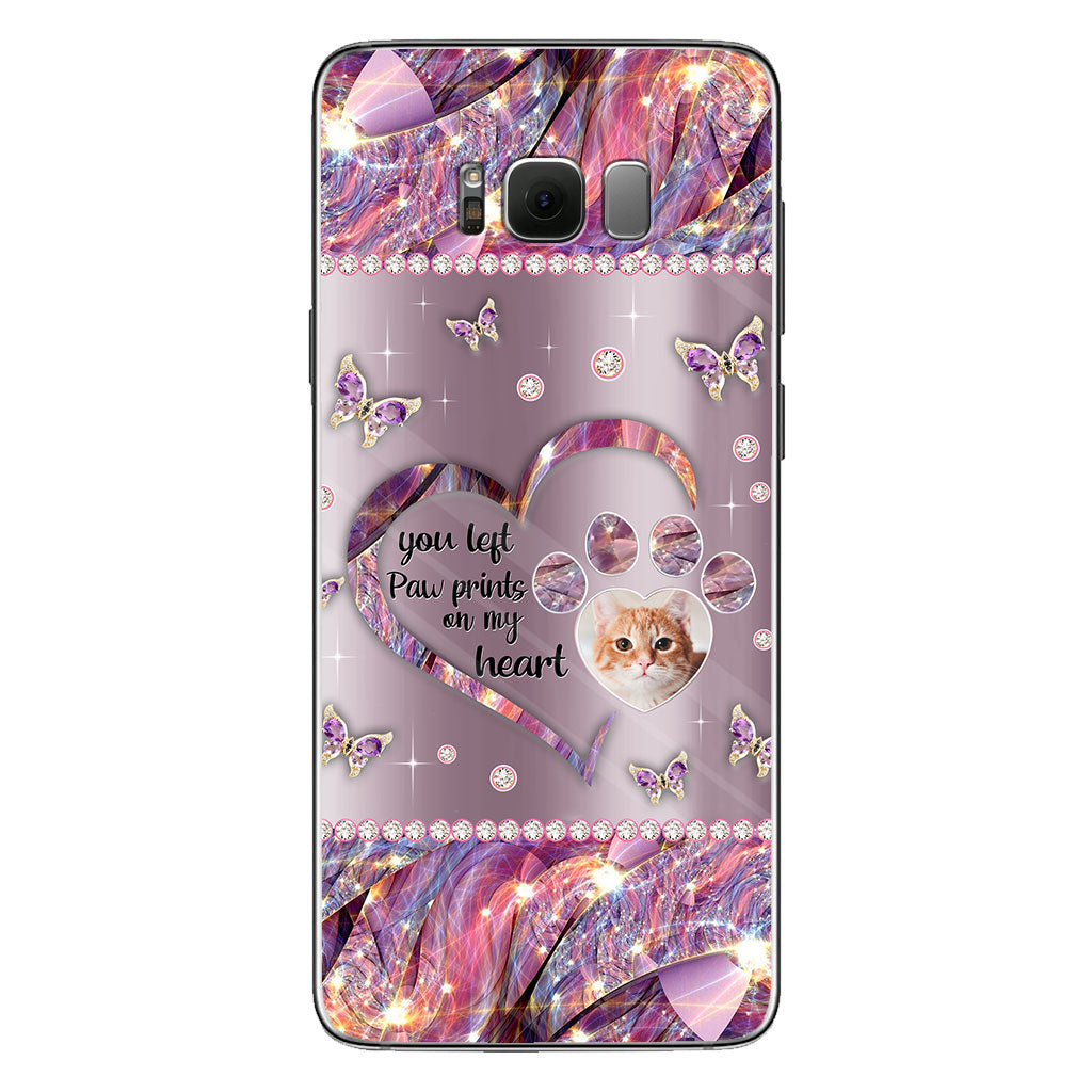 You Left Paw Prints In My Heart - Personalized Dog Phone Case