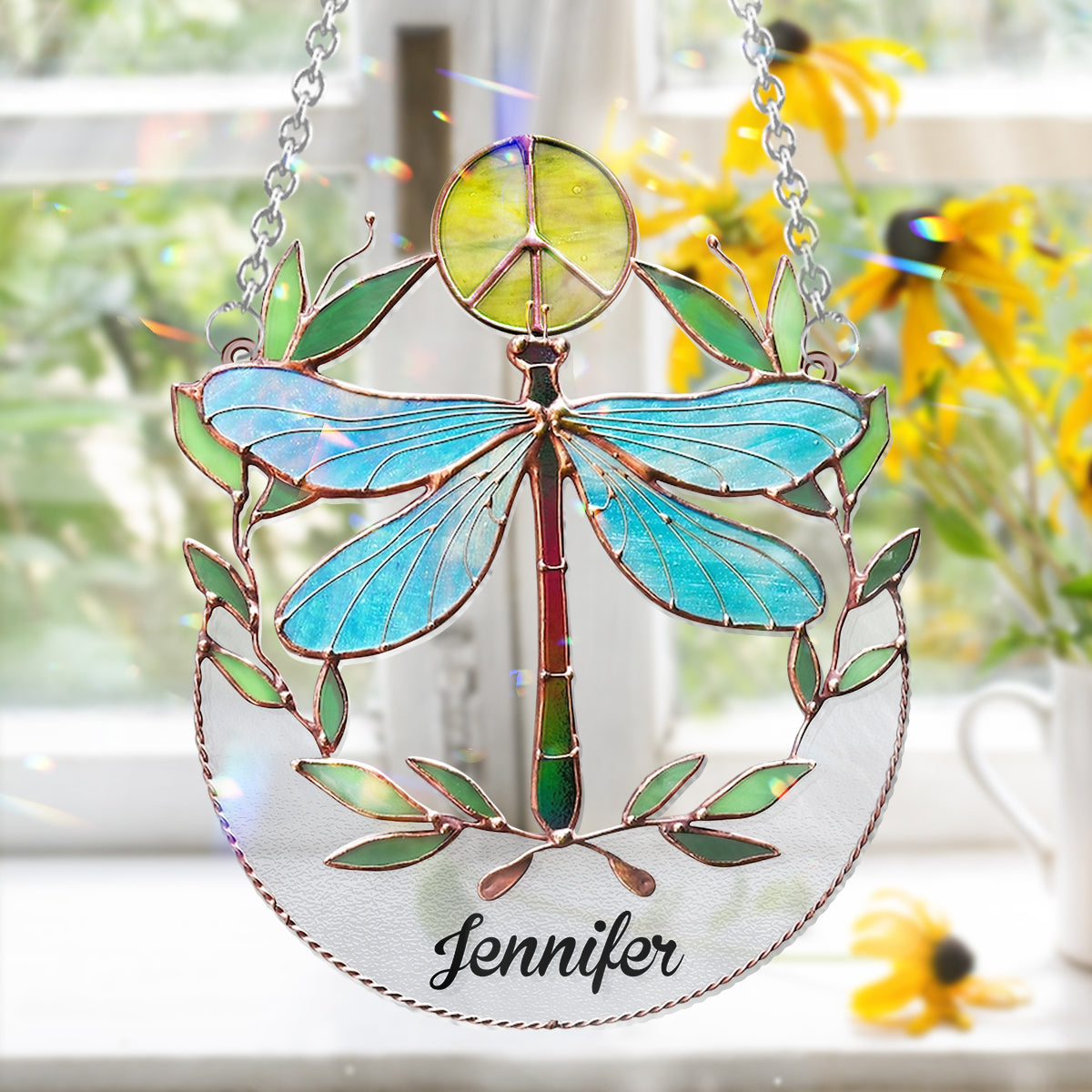 Hippy Soul - Personalized Hippie Window Hanging Suncatcher Ornament