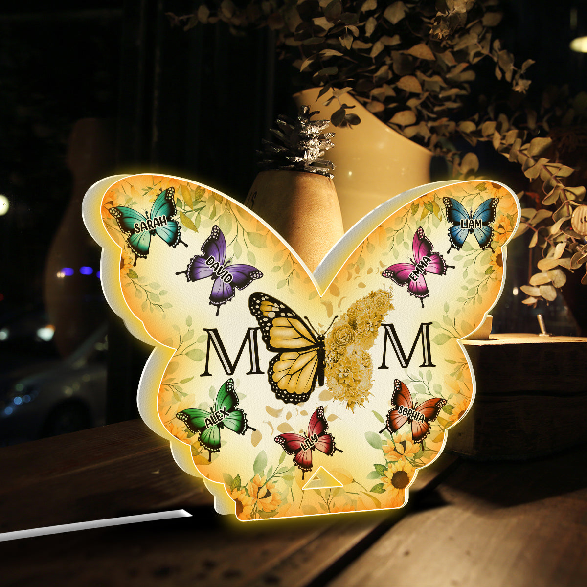 Butterfly Mom - Personalized Mother Shaped Light Box