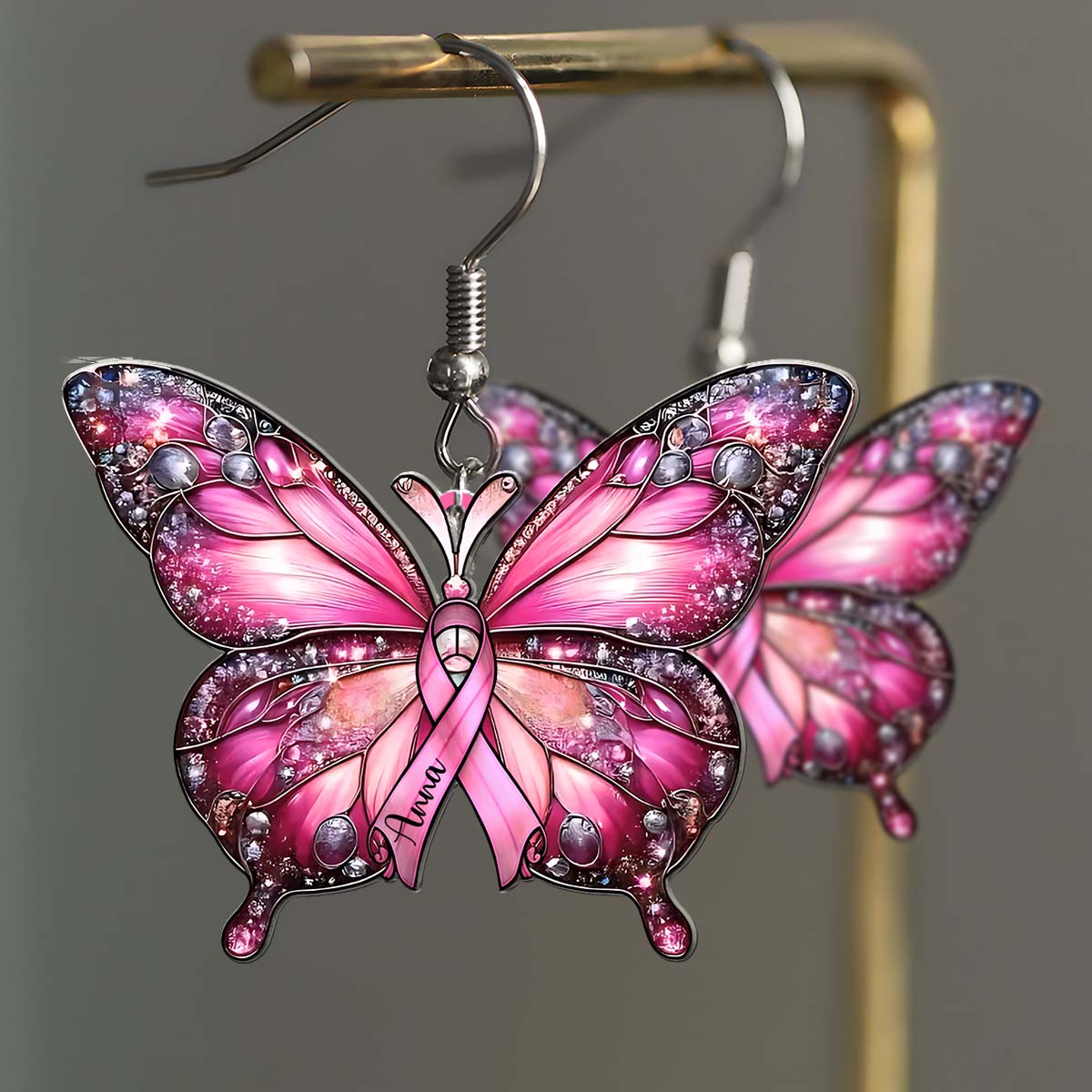 Breast Cancer Warrior - Personalized Breast Cancer Awareness Earrings