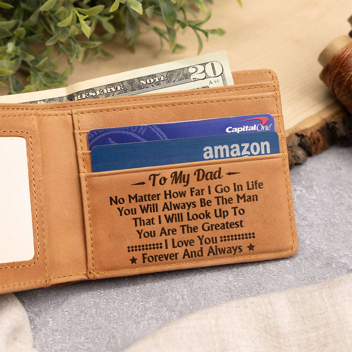 To My Dad - Personalized Father Leather Wallet