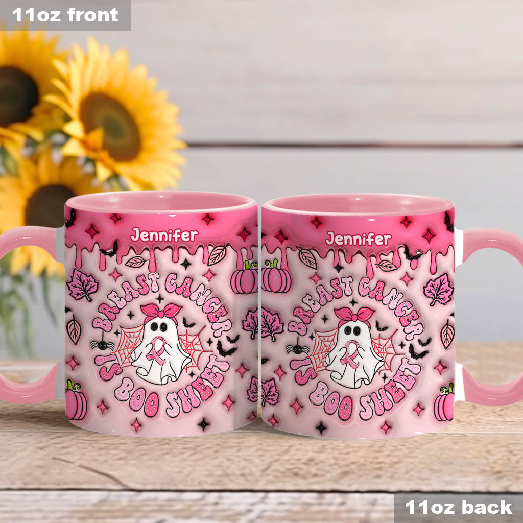 Breast Cancer Is Boo Sheet - Personalized Breast Cancer Awareness Accent Mug