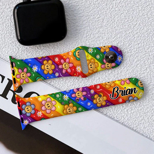 Love Is Love Pride Rainbow - Personalized LGBT Support Apple Watch Band