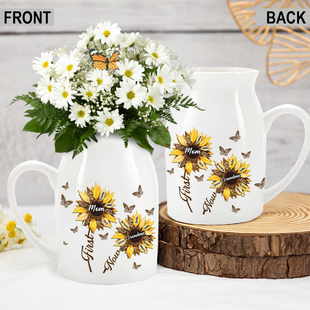 First Mom Now Grandma - Personalized Grandma Ceramic Flower Vase
